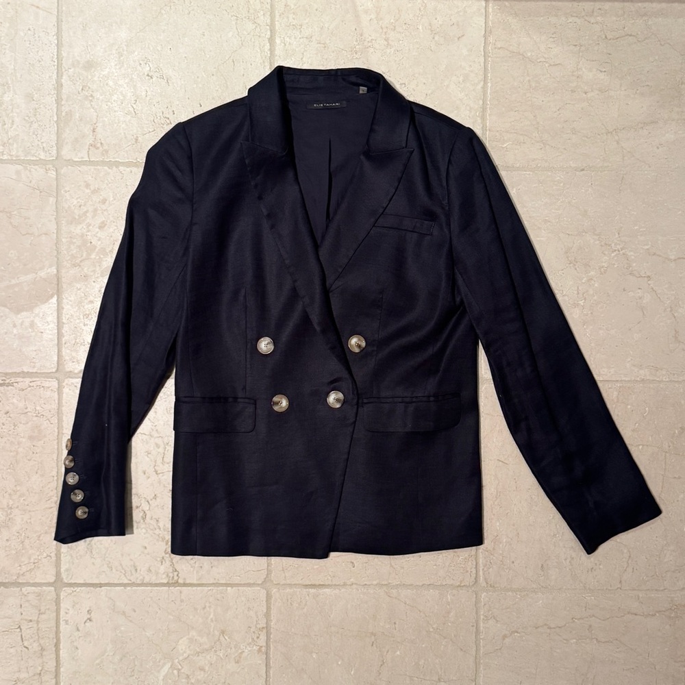 Women's Navy Blue Double-Breasted Blazer